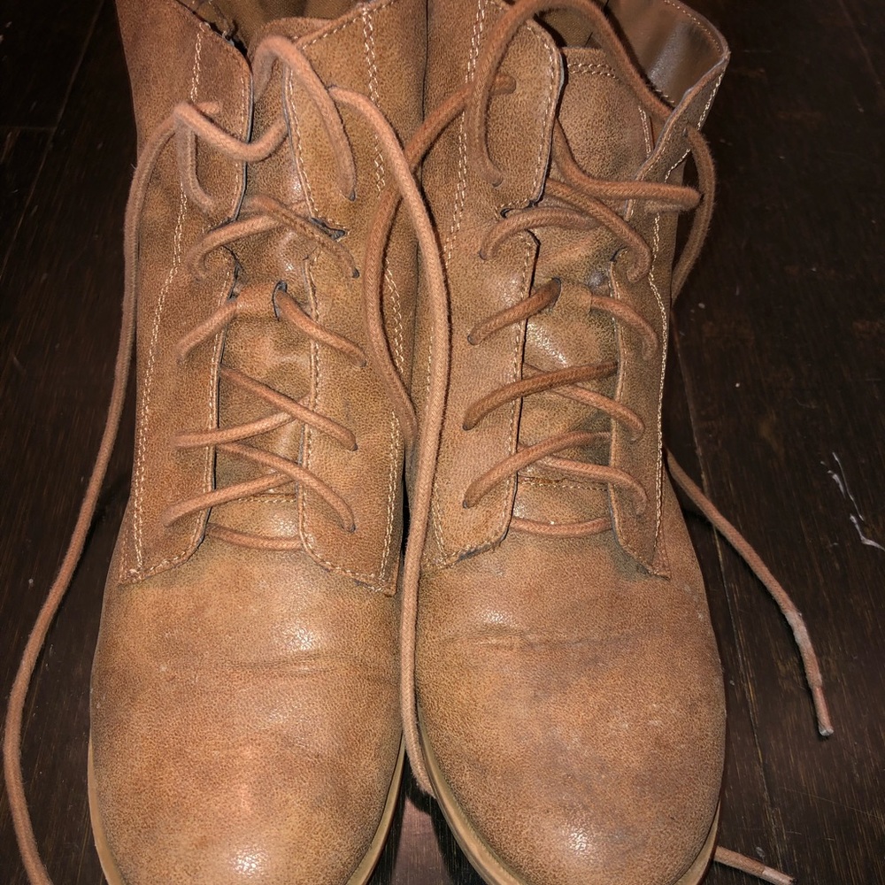 Tan combat boots